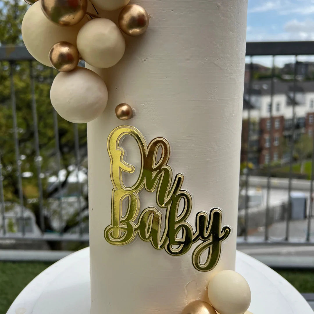 "OH BABY" MINIMALIST SHOWER CAKE